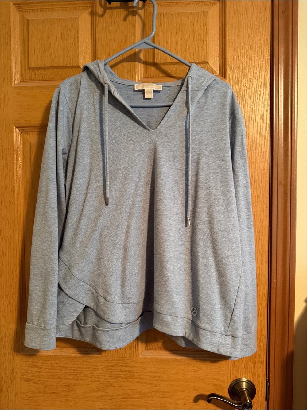 Michael Kors Light Blue Hooded V-Neck Women's Sweater shirt xl